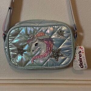 Claire's Unicorn Crossbody Handbag NEW Girls Mint Green Adjustable Strap